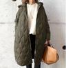 Women's Vintage Hooded Down Coats Elegant Diamond Plaid Long Warm Down Jackets Long Sleeve Zippers Padded Jacket Overcoat