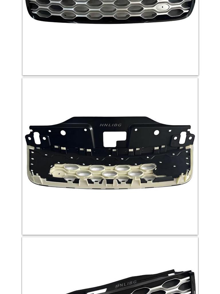 Compatible with 2020 Land Rover Discovery 5: Black Edge Silver Mesh Front Bumper Grille LR142423