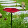 Цветок Птичья поилка Железная кормушка-поднос со стойкой Уличная поилка Цветок Чаша для птичьей поилки для украшения сада Подарок для любителей птиц