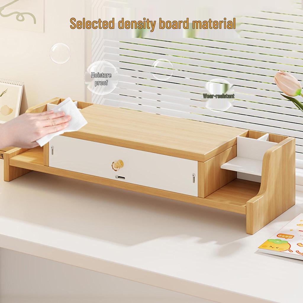 Adjustable Desktop Monitor Riser with Drawer Storage & Laptop Stand