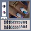 24pcs False Nails Blue Gradient Design Fake Nails Art Full Coverage Waterproof Removable Artificial Press On Nails