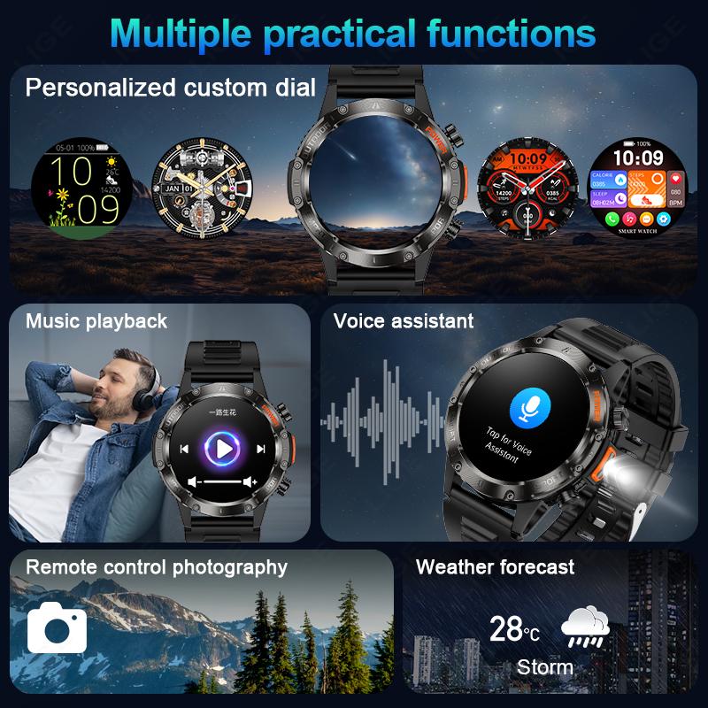 Умные часы с Bluetooth-звонками для мужчин, 360*360, высокое разрешение, полноэкранный сенсорный экран, спортивный мониторинг здоровья, смарт-часы для мужчин
