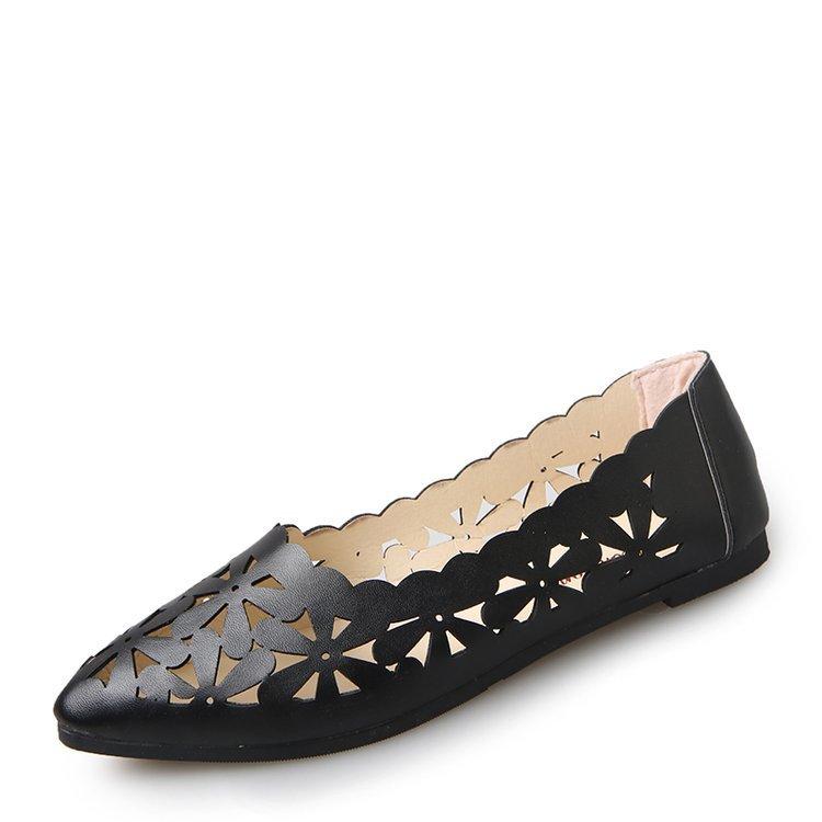 Summer Women Flat Shoes Soft Casual Loafers Female Ballet Flats Sweet Cut Out Suede Slip On Moccasins Breathable Ladies Footwear