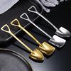 Stainless Steel Iron Shovel Spoon Coffee Ice Cream Spoon Engineering Shovel Retro Cute Square Head Spoon Kitchen Gadget