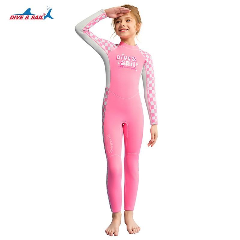DIVESAIL Kids Girls 2.5mm Neoprene Full Wetsuit Snorkeling Diving Surfing Warm Water Sports Protection