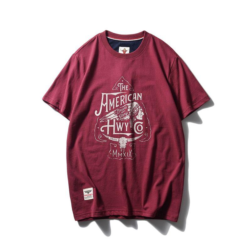 American Retro Print Pure Cotton round Neck Short Sleeve T-Shirt Men's Summer Undershirt Export Cattle Goods Undershirt Cotton T-shirt