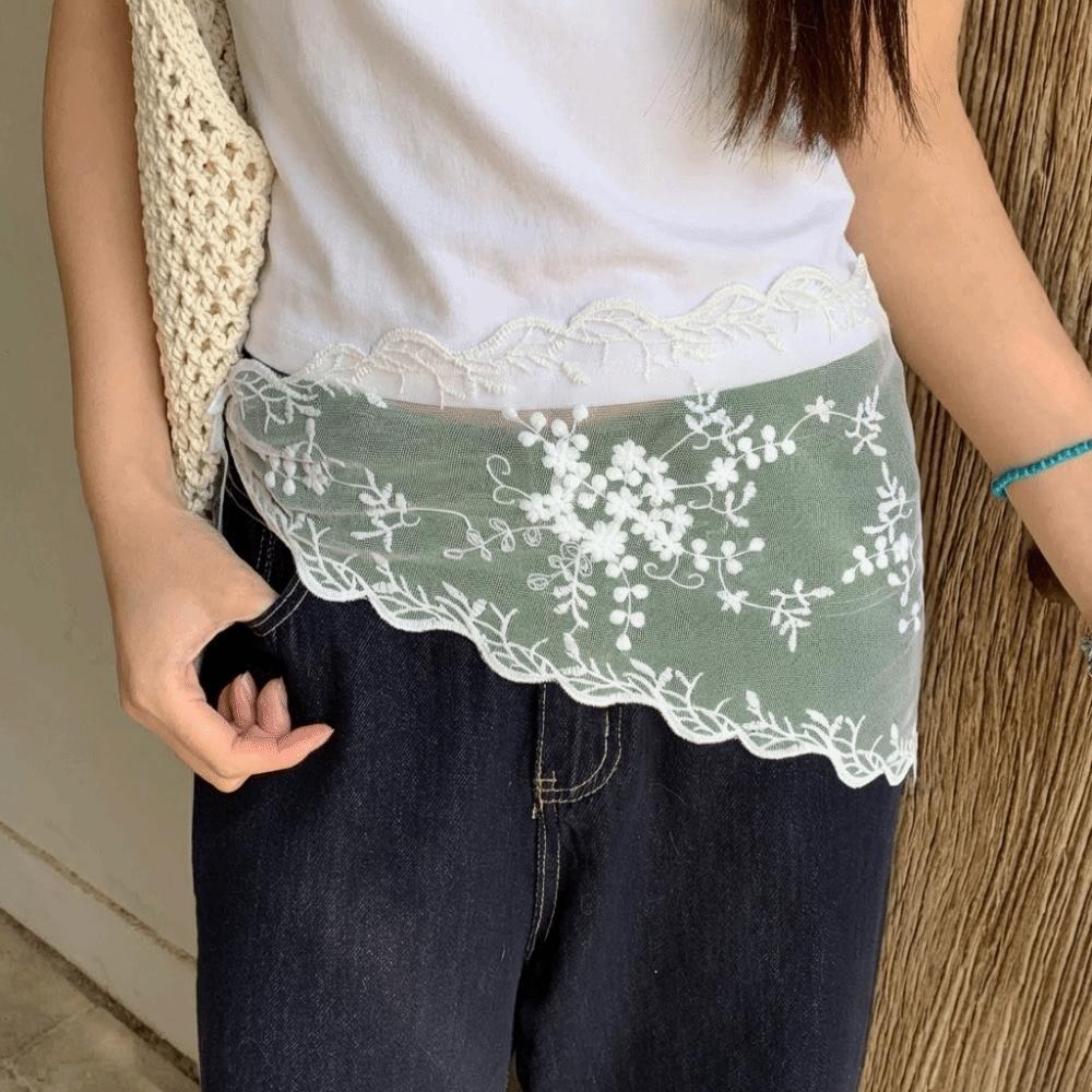 White Lace Triangle Belt Elegant Belted Overlap Scarf Niche Korean Lace Apron  Party