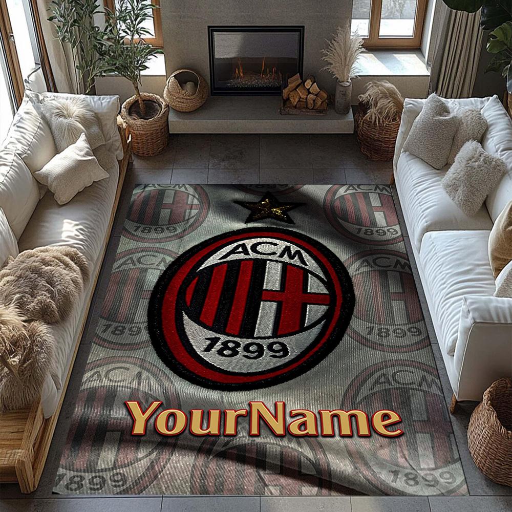 Ac Milan Customize Your Name Carpet Suitable for Foyer Bedrooms Playrooms Outdoor Anti-slip Rug Decorate Offices Perfect Birthday/Christmas Gift Idea