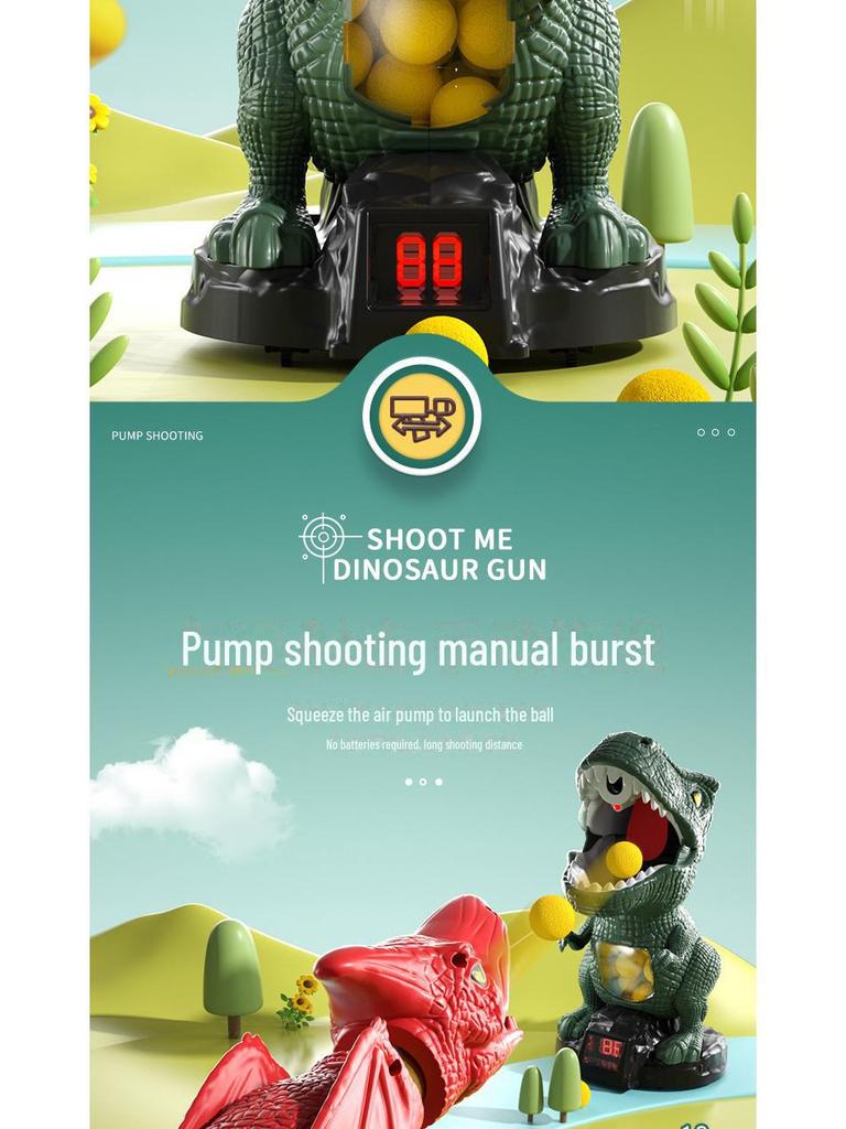 Интерактивный набор игрушек для стрельбы по динозаврам для детей: Пневматический пистолет с мягкими пулями