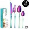 Stainless Steel Ins French Style Small Waist Light Luxury Retro Style Spork for Western-Style Food 16-Piece Set