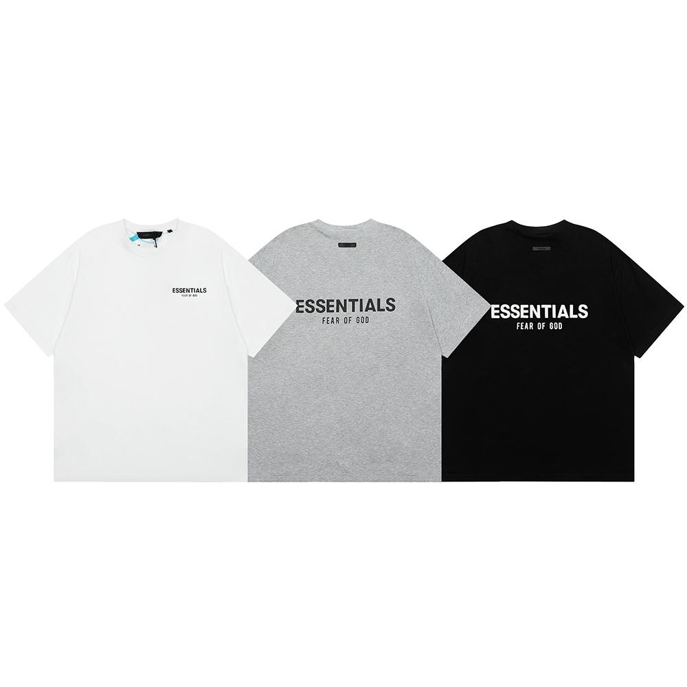 Fear Of God Essentials Футболка оверсайз с принтом букв сзади Мужская Женская Чистый хлопок Повседневная с коротким рукавом 3 цвета