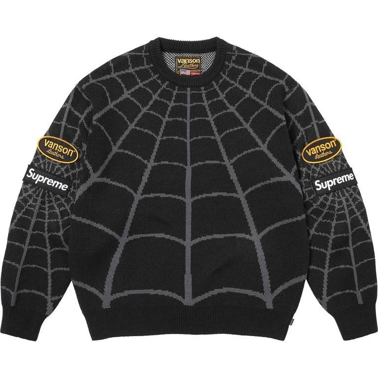 Supreme X Vanson Leathers Свитер Человек-Паук Черный