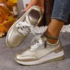 Fashion Fashion White Wedge Heel Sneakers Women Lace Up Lightweight Running Shoes Woman Comfort Low Top Casual Sports Shoes Plus Size 44