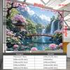 2D Zen Temple Waterfall Tapestry for Yoga Studio, Meditation Room & Bedroom Wall Decor