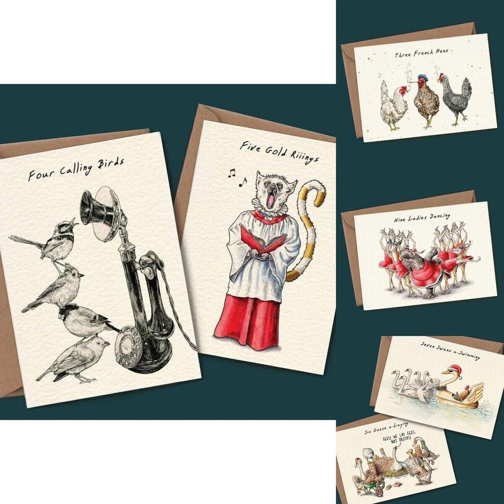 Twelve Days Of Christmas Card Set Set Of 12 Modern And Minimalistic Cards And Envelopes