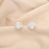 Elegant Milky Opal Gemstone 925 Sterling Silver Zircon Jewelry Stud Earrings CZE-8-16