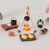 1/12 Кемпинговые Аксессуары С Посудой и Костром Реалистичный Эффект Пламени Для Миниатюрной Сцены Декорации