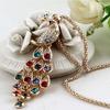 Fashion Women Multi-color Long Peacock Rhinestone Wedding Sweater Necklace
