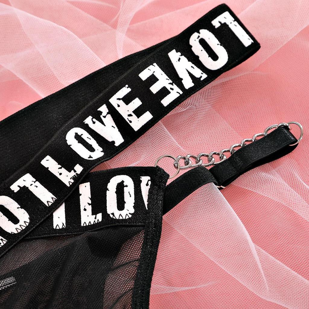 Tuexika модное женское сексуальное нижнее белье с английским буквенным принтом, трехсекционный пояс с подвязками, перспективное искушение, эротическое белье