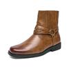 Men's Leather Buckle Chelsea Boots Men's Boots Black Western Cowboy Boot Zipper Vintage Brown Motorcycle Leather Boots