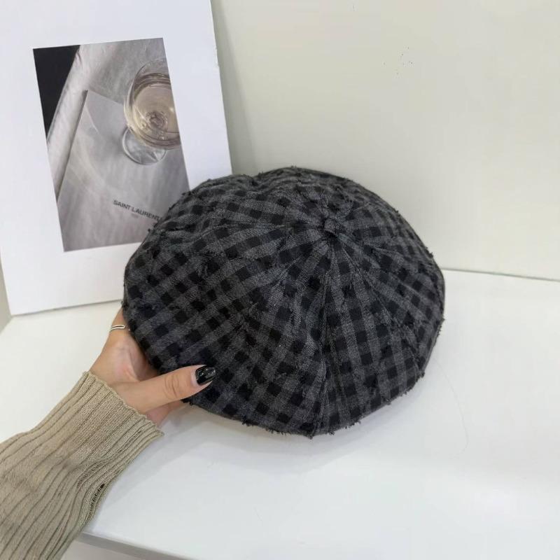 Plaid Beret Women's Spring New Versatile Atmosphere Shows the Face Small Painter Hat