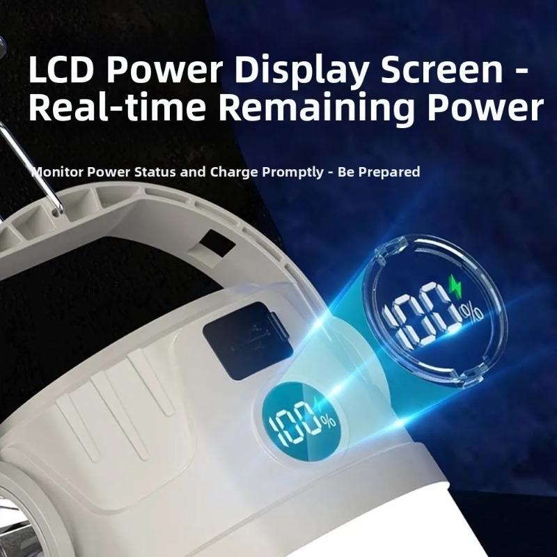 Solar Camping Light LED Rechargeable Hiking Lamp Waterproof Outdoor Flashlight Gear for Fishing Backpacking Tent Atmosphere Lamp