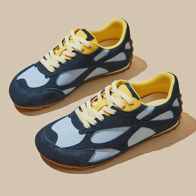 Мода Мода Смешанные Цвета На Шнуровке Бренд Плоские Кроссовки Женские Удобные Нескользящие Беговые Туфли Дерби Большой Размер Повседневные Слипоны