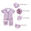 Summer Baby Kids Girls Boys Standing Bear Sleepwear Set Short Sleeve Blouse Tops+Night Pants