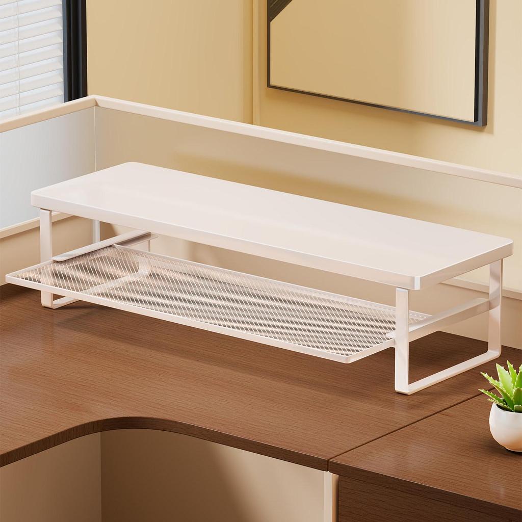 Desktop Monitor Riser with Pull-out Keyboard Tray and Laptop Stand