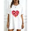 Платье-футболка оверсайз с принтом черного сердца, повседневная одежда для женщин