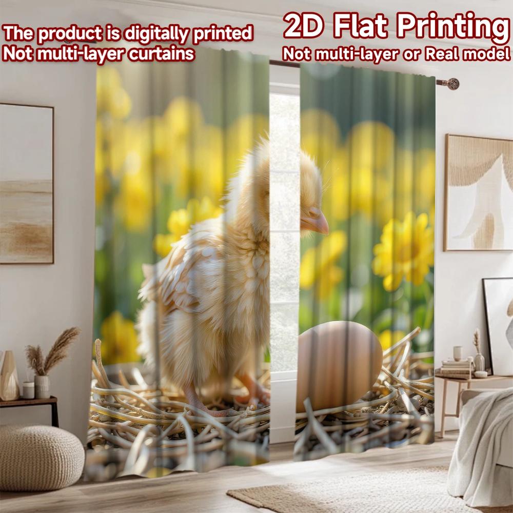 2D flat Photography Backdrop Tapestry Easter Chick and Egg 100% Polyester Festive Backdrops Perfect for Suitable for festive
