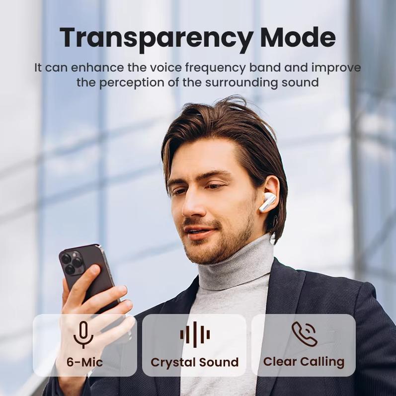 Ugreen Bluetooth-наушники HiTune T6s - Шумоподавление 52 дБ Внутриканальная конструкция Совместимы с Apple, Huawei, Xiaomi WS205