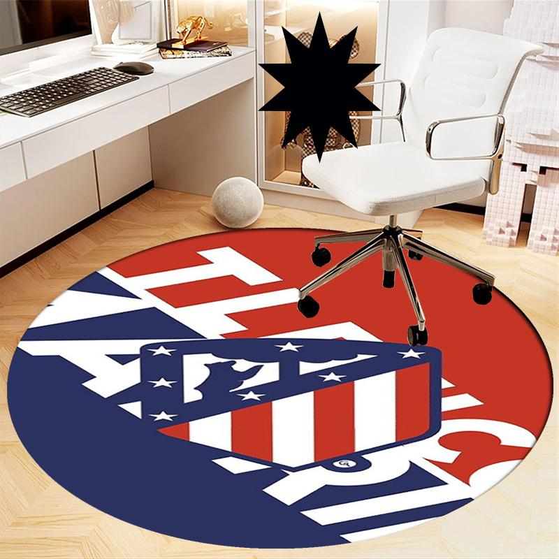 Atlético Madrid Printed Round Rug Carpet Chair Rug Area Rug Entryway Doormats,for Office Chair Living Room Bedroom Kitchen Room.