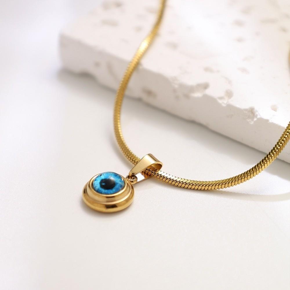 Waterproof Eye Necklace Titanium Demon Eye Earrings Blue Eyes Choker Chain Lucky Jewelry