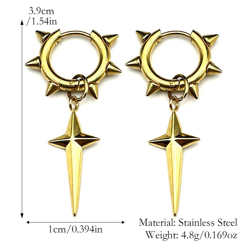 Punk Spike Rivet Hoop Earrings For Women Men Ear Studs Stainless Steel Gothic Hip Hop European and American Earring Jewelry Gift