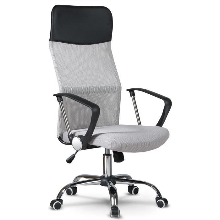 Chaise de bureau ergonomique - Sydney - Gris - Réglable en hauteur - Design contemporain - 1 place