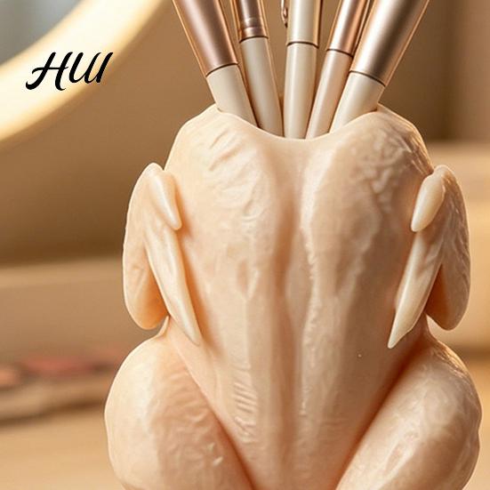Student Desk Accessories Chicken Pen Holder, Cute Rooster Organizer for Pens Makeup Brushes, Gift For Students And Teachers Large Capacity Storage