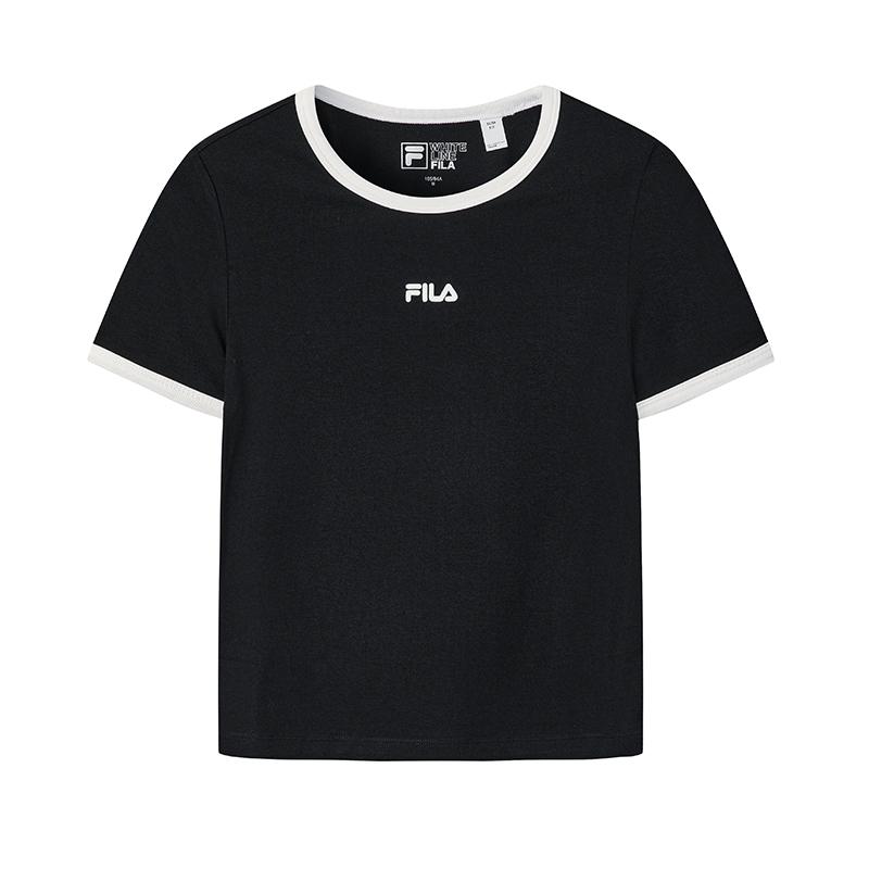 Fila Оригинальная облегающая футболка с круглым вырезом и коротким рукавом женские топы F11W629110F-BK