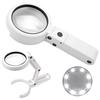 Desk Table Handhelds Illuminated Magnifying Glass Jewellery Loupe 8 LED Lights