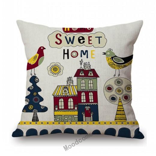 Flamingo Bird Parrots Hand Drawing Illustration Art Cotton Linen Sofa Throw Pillow Case Home Decoration Car Seat Cushion Cover