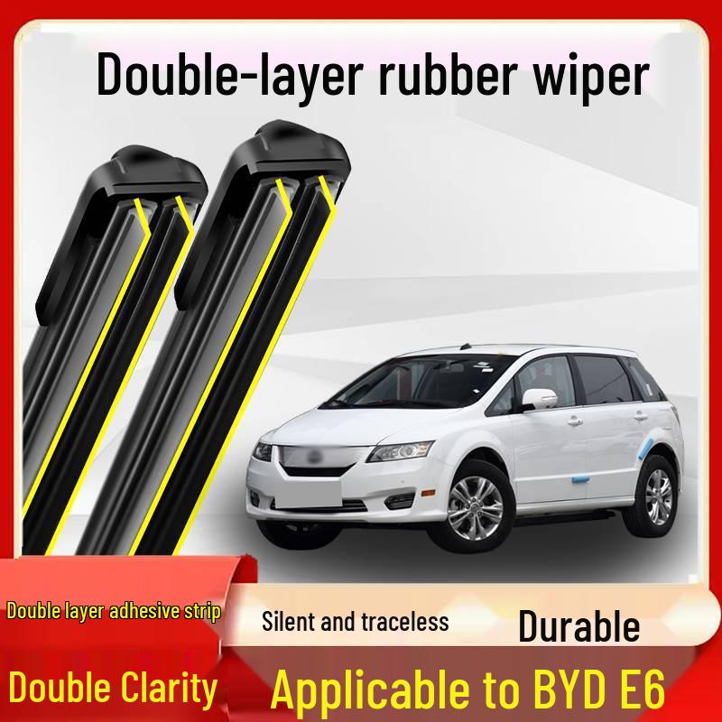 BYD E6 Double-Layer Rubber Wiper Blade: Original 09-17, Boneless, Silent