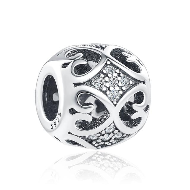 Европа Стерлингового Серебра 925 Новые Сверкающие Круглые Ажурные Подвески Бусины Подходит Оригинальные Модные Браслеты Для Ювелирных Изделий Ожерелье Подвеска