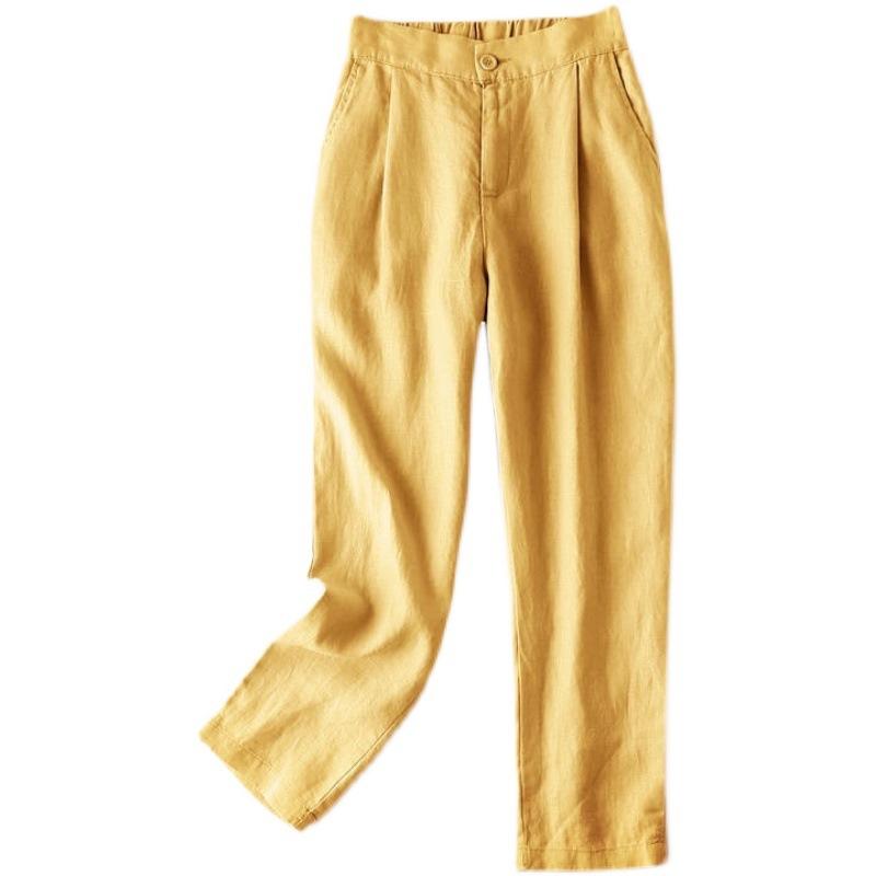 Ladies Summer Casual Loose Straight Linen Haren Pants