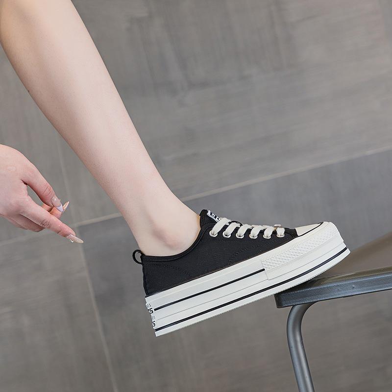 Platform White Shoes Women's Summer New Mesh Breathable Sports and Leisure Board Shoes Shallow Mouth Fashion Height-increasing Mesh Shoes