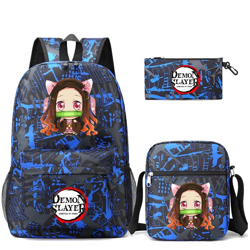 3 шт./компл. рюкзак «Убийца Демонов» в стиле аниме с сумкой на плечо, пенал для мальчиков и девочек, школьная сумка для книг, мужская и женская дорожная сумка