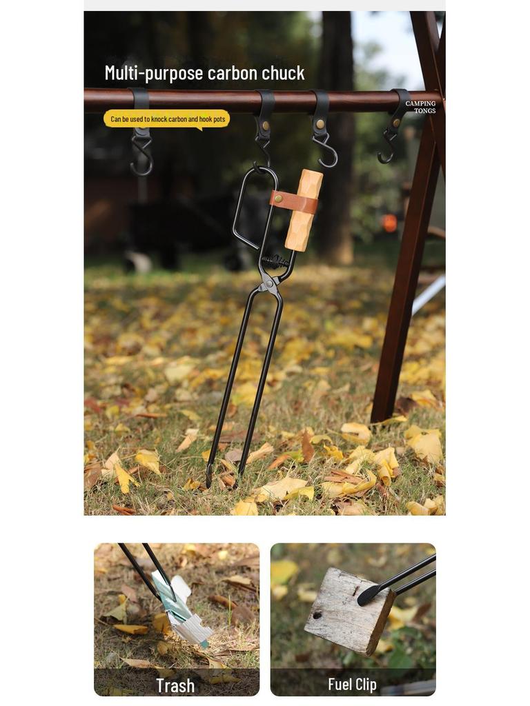 Extended Anti-Scalding Fire Tongs for Camping and Barbecue