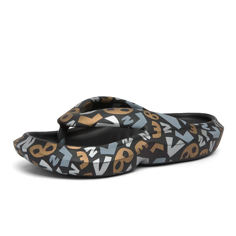 Мужские модные шлепанцы, домашние тапочки 2024 года, новые летние принтованные индивидуальные корейские пляжные туфли, мужские повседневные шлепанцы на плоской подошве