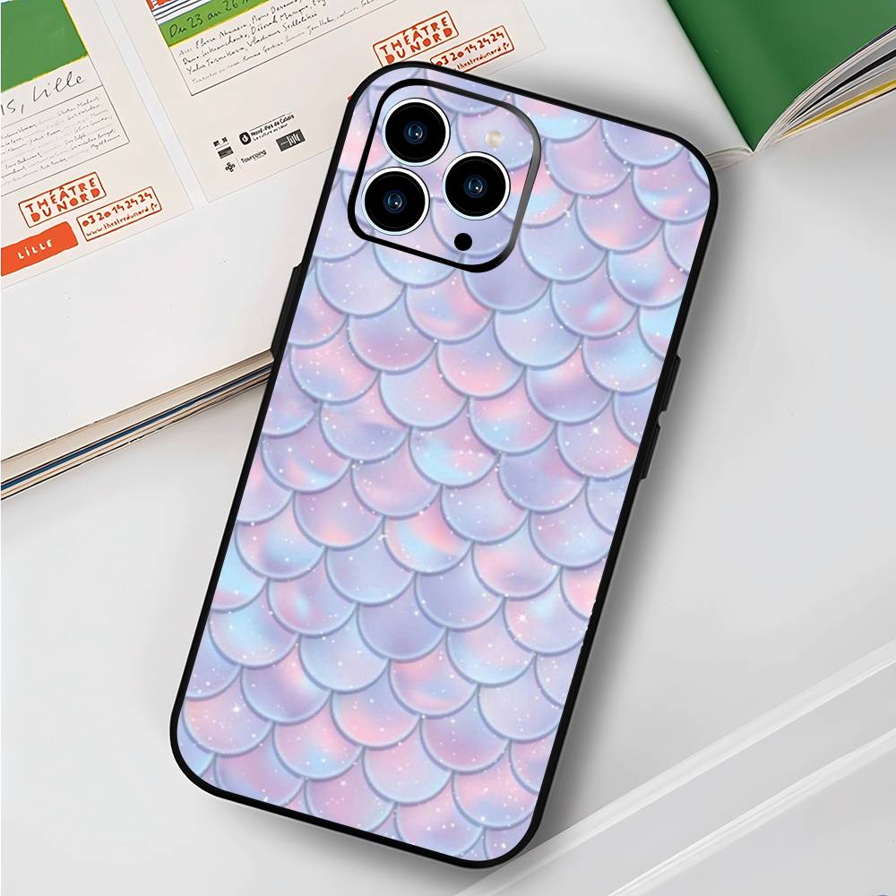 Чешуя русалки для iPhone 15 16 14 Plus 13 12 11 17 Pro Max 17 Air Черный Мягкий Чехол для Телефона