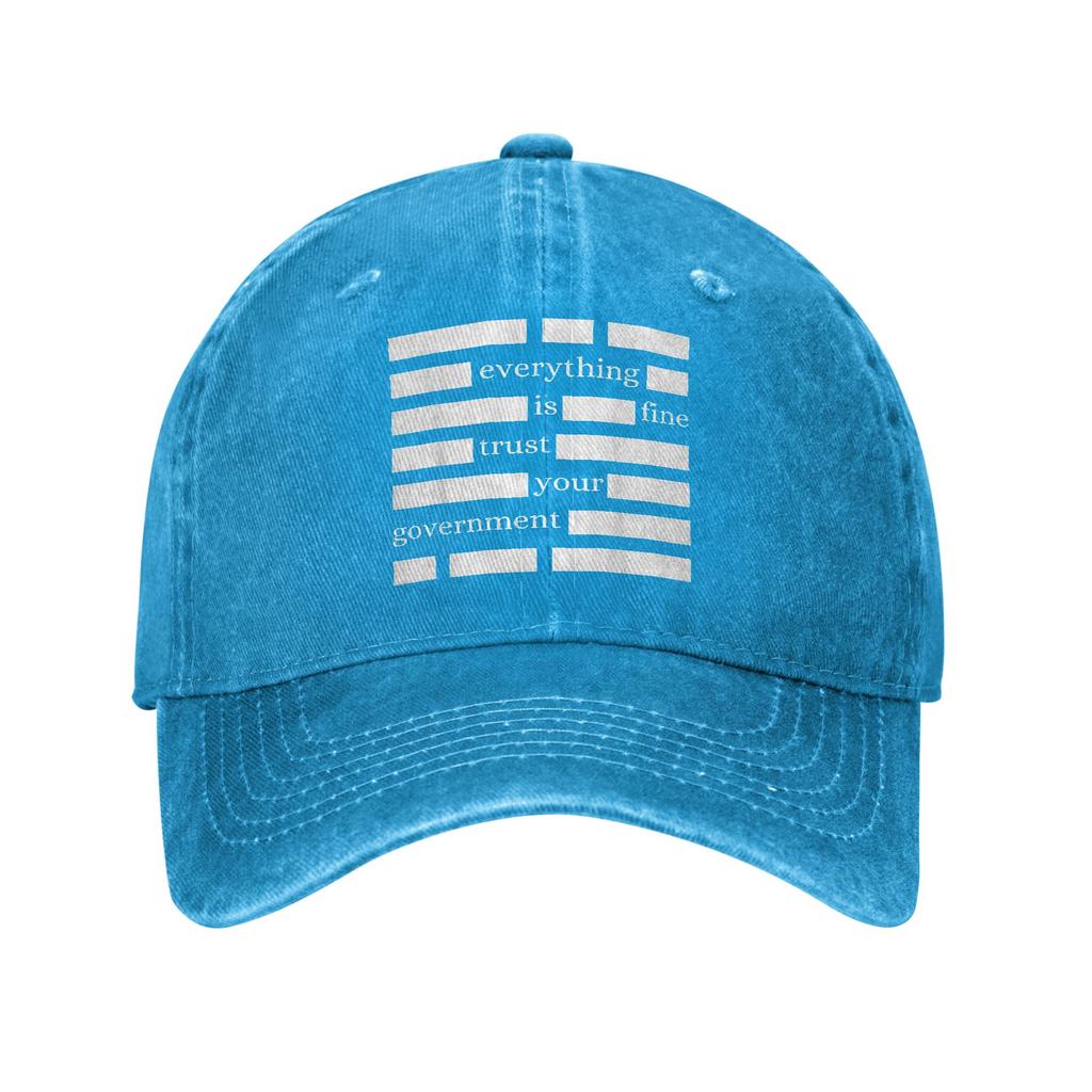 Casual Everything is Fine Trust Your GovernUnisext Baseball Cap Unisex Distressed Cotton Snapback Cap File Outdoor Adjustable Hat