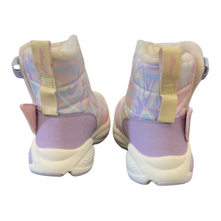 Li Ning Kids Comfortable Casual Non-Slip Wear-Resistant Low-Cut Boots Kids Boots Pink YKNS100-32